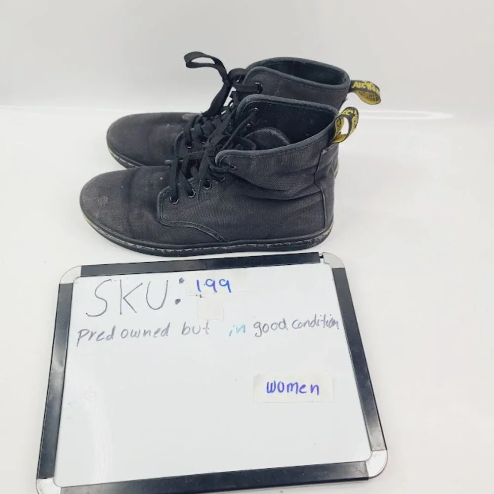 Dr. Martens Women's Black Shoreditch Canvas Lace Up Ankle Chukka Boot Size‎ 8
